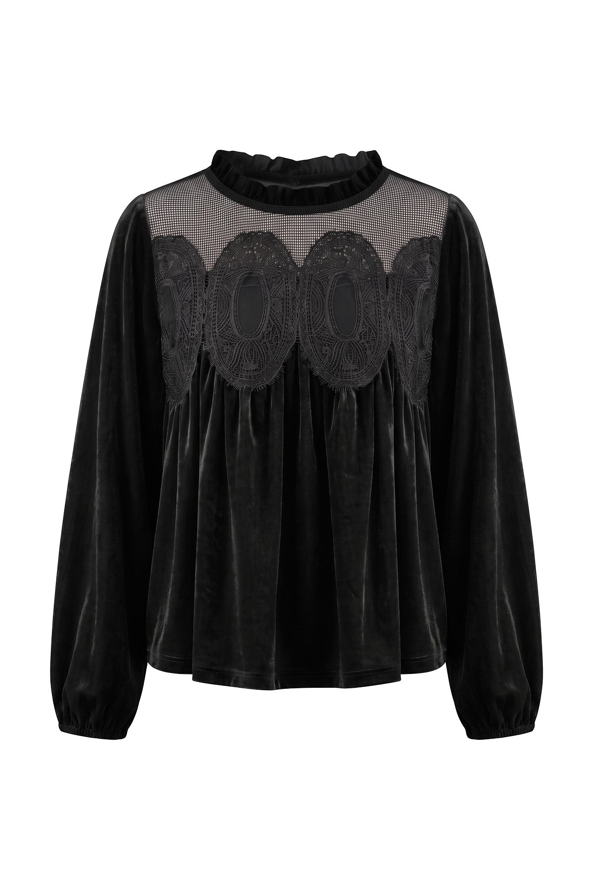 Womens Black Velvet Babydoll Tops | CicyBell