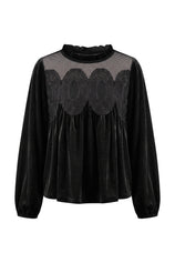Womens Black Velvet Babydoll Tops | CicyBell