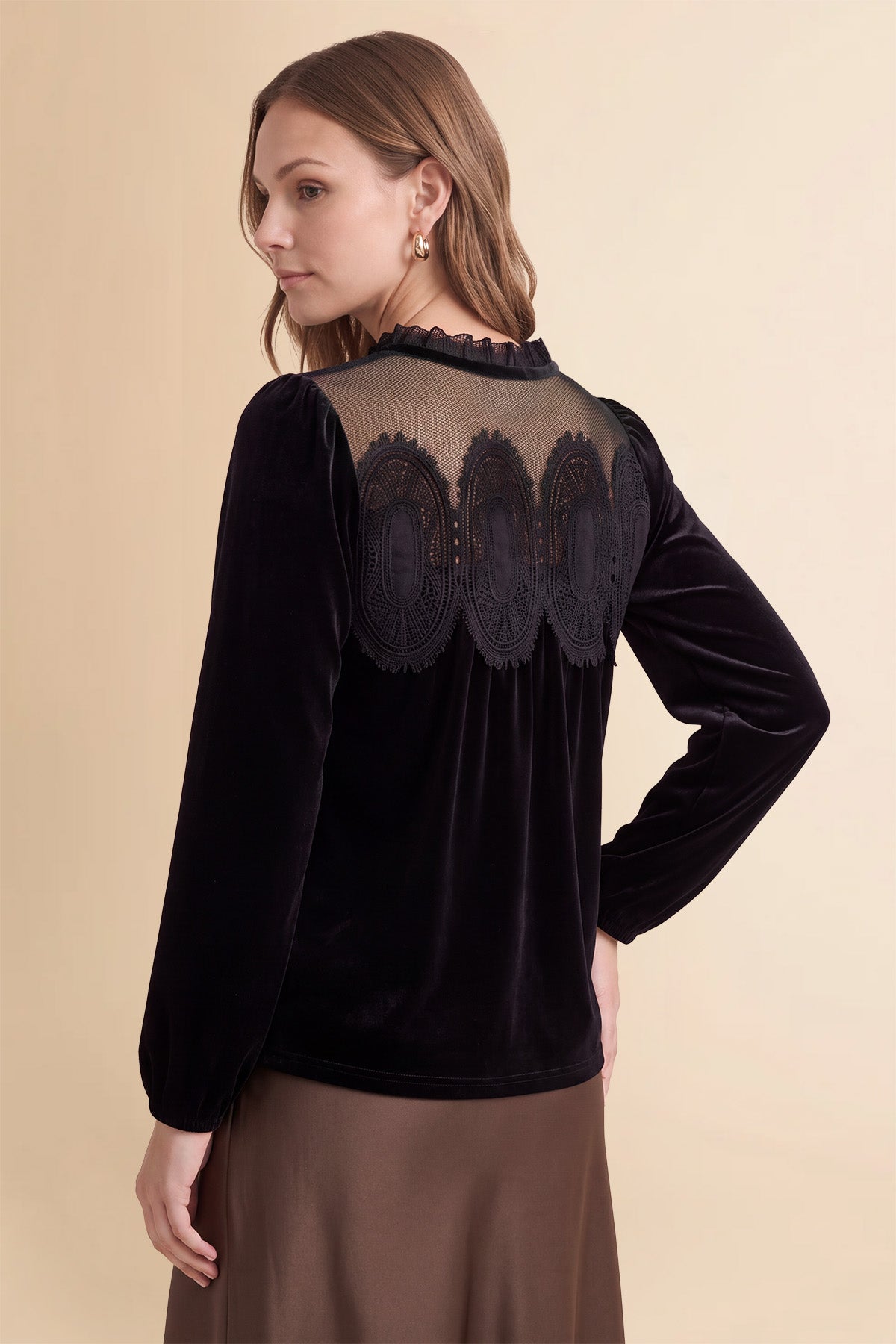Womens Black Velvet Babydoll Tops | CicyBell