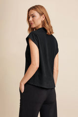Womens Black Cropped Short Sleeve Shirts| CicyBell