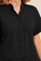 Womens Black Cropped Short Sleeve Shirts| CicyBell