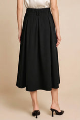 Women Black Pleated Midi Skirt | CicyBell