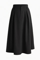 Women Black Pleated Midi Skirt | CicyBell