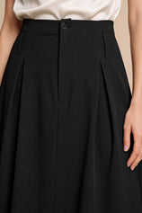 Women Black Pleated Midi Skirt | CicyBell