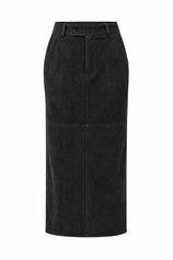 Womens Black Suede Maxi Skirt | CicyBell