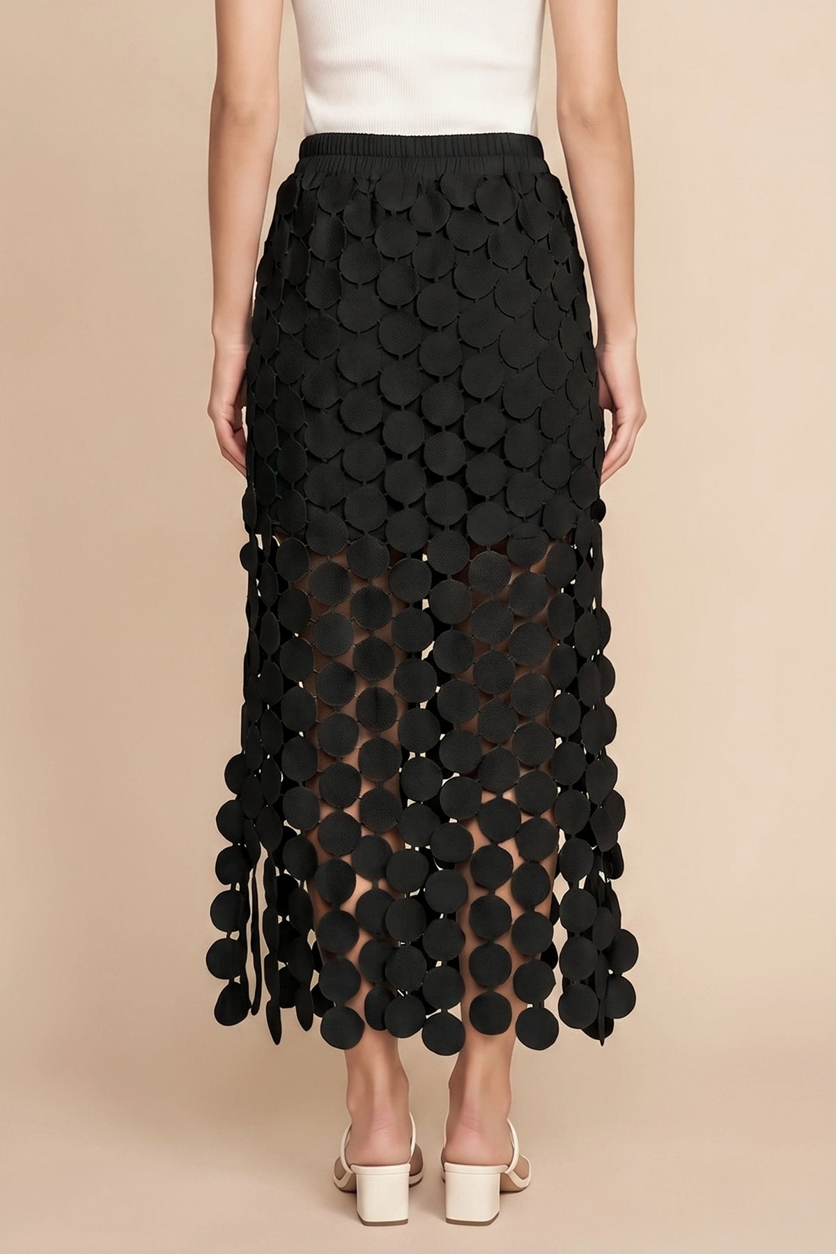 Cicy Bell Womens Black Hollow Out Maxi Skirts