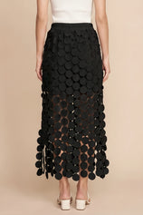 Cicy Bell Womens Black Hollow Out Maxi Skirts