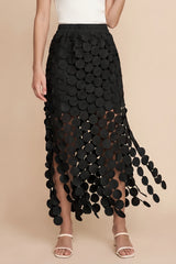 Cicy Bell Womens Black Hollow Out Maxi Skirts