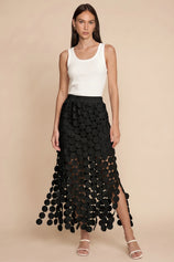 Cicy Bell Womens Black Hollow Out Maxi Skirts