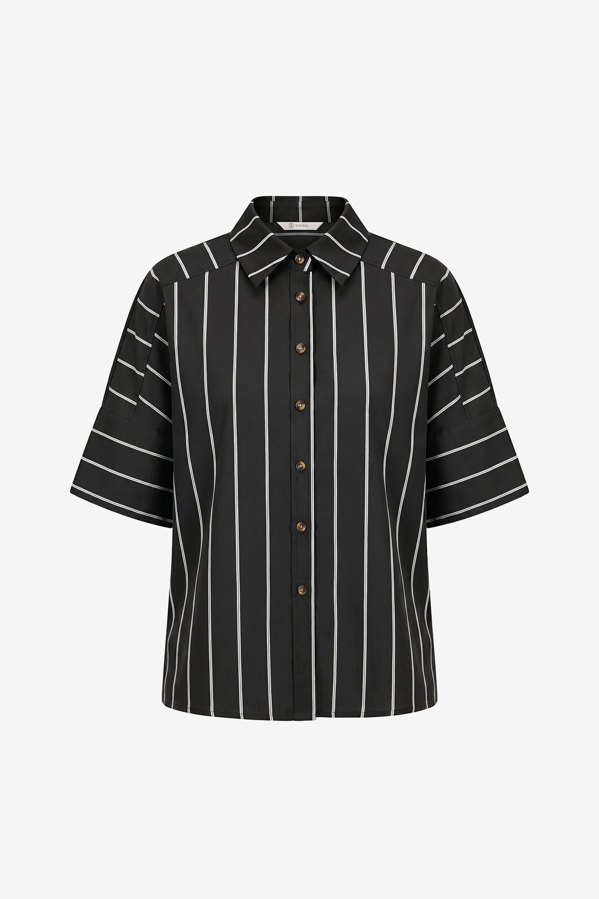 Womens Black Striped Button Down Shirts | CicyBell