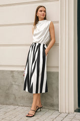 Womens  Black Summer Striped Maxi Skirts | CicyBell