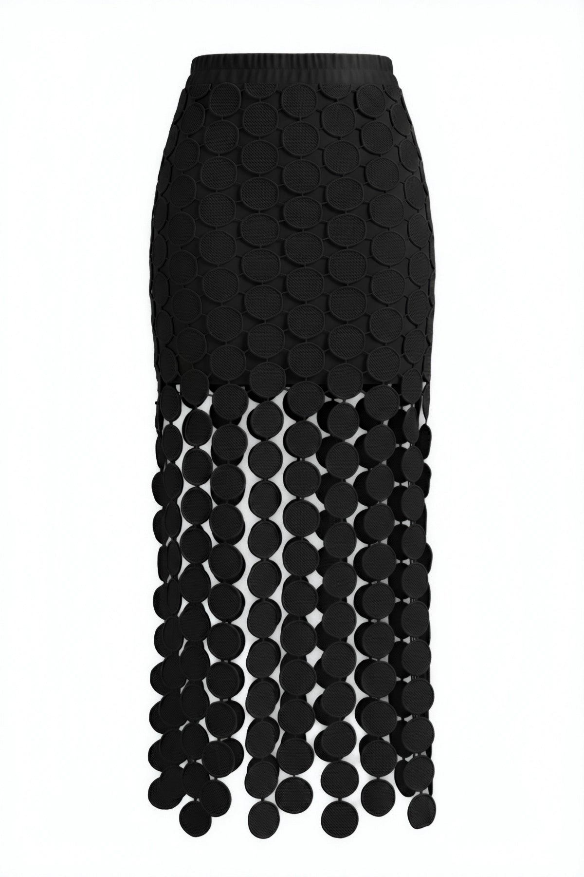 Cicy Bell Womens Black Hollow Out Fringe Hem Maxi Skirts