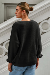 Cicy Bell Womens Black Ruffle Sweater