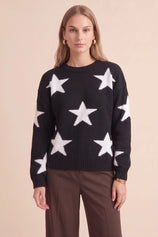 Womens Black Star Pattern Pullover Sweater | CicyBell