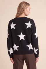 Womens Black Star Pattern Pullover Sweater | CicyBell