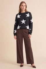 Womens Black Star Pattern Pullover Sweater | CicyBell