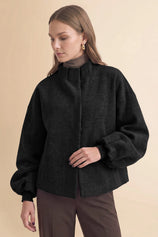 Womens Black Mock Neck Sweater Cardigan | CicyBell