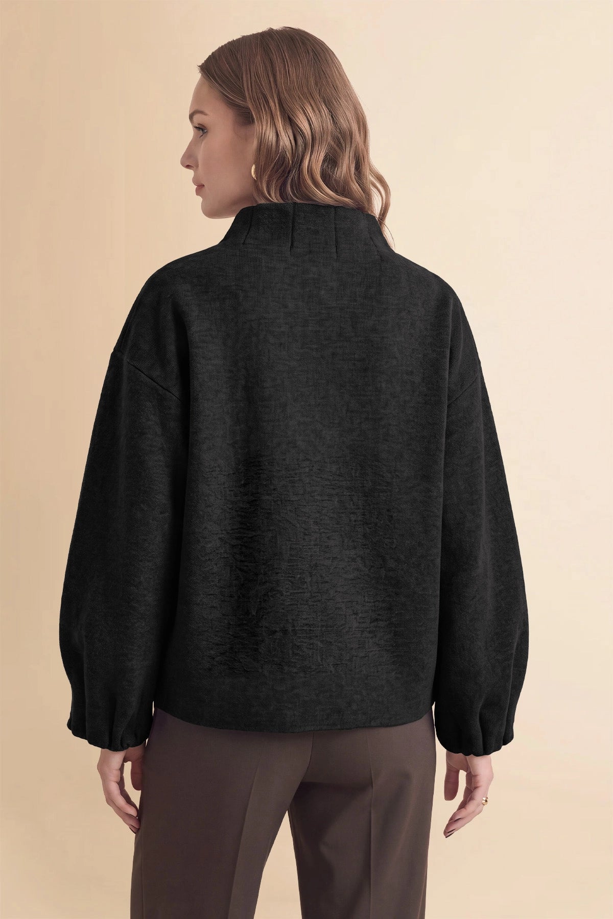 Womens Black Mock Neck Sweater Cardigan | CicyBell