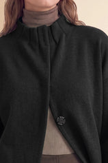 Womens Black Mock Neck Sweater Cardigan | CicyBell