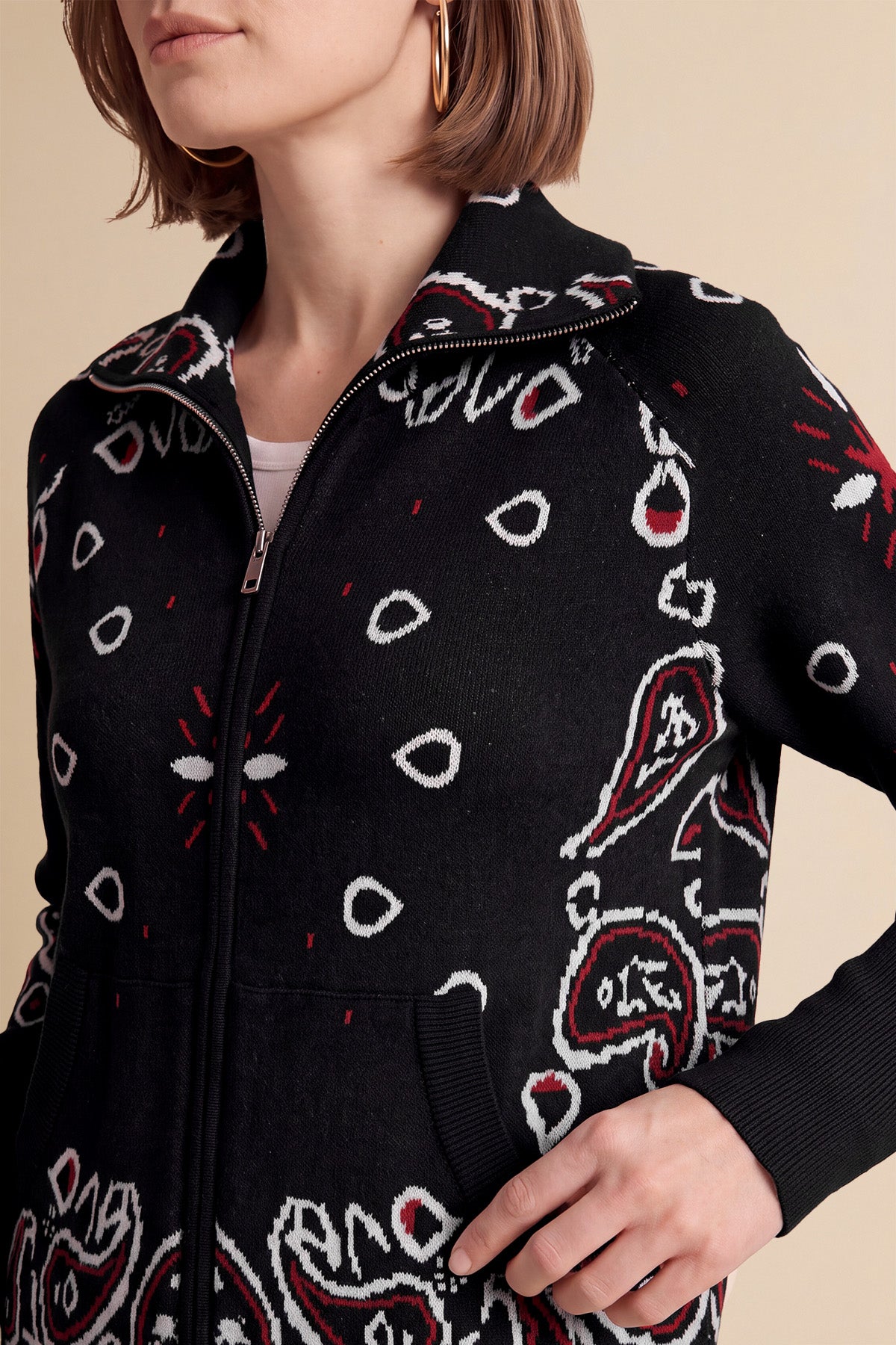 Women Black  Zip Up Cardigan Sweater| CicyBell