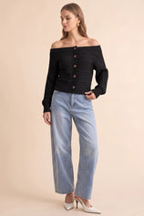 Womens Black Off Shoulder Cardigan | CicyBell