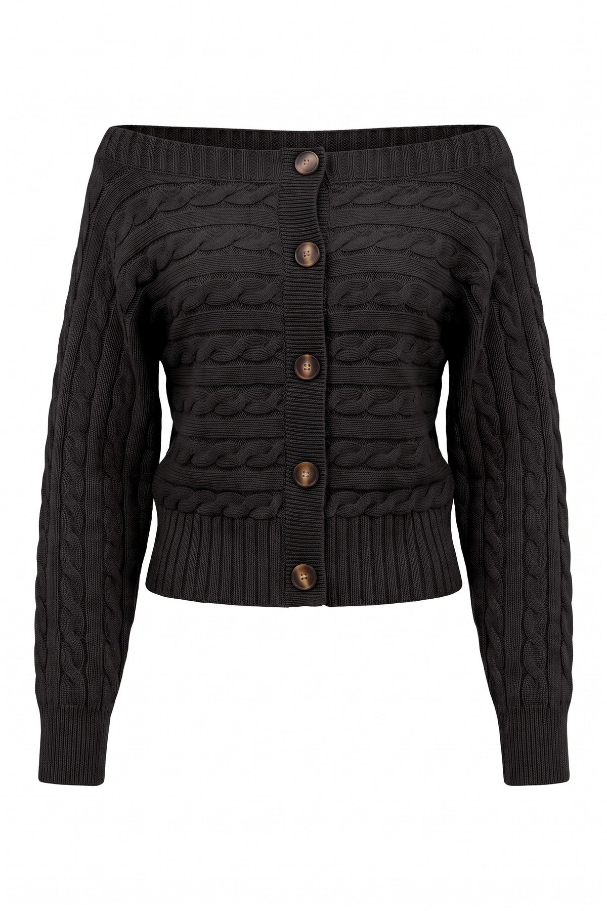 Womens Black Off Shoulder Cardigan | CicyBell