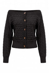 Womens Black Off Shoulder Cardigan | CicyBell