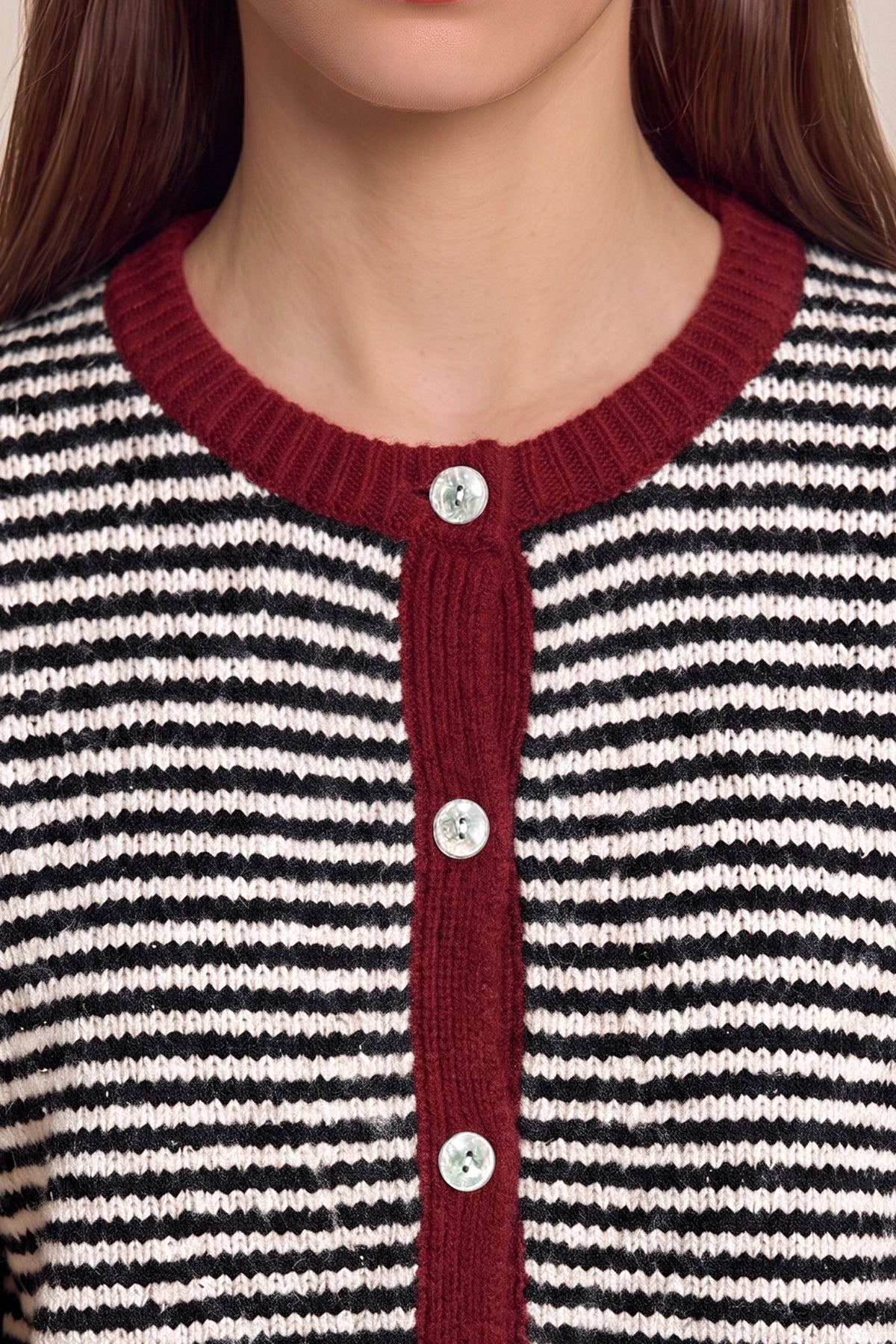 Womens Black Striped Cardigan Sweaters | CicyBell