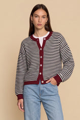Womens Black Striped Cardigan Sweaters | CicyBell
