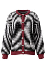 Womens Black Striped Cardigan Sweaters | CicyBell