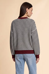 Womens Black Color Block Striped Sweater | CicyBell