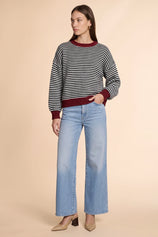 Womens Black Color Block Striped Sweater | CicyBell