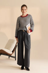 Womens Black Color Block Striped Sweater | CicyBell