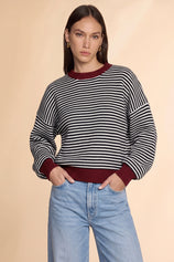 Womens Black Color Block Striped Sweater | CicyBell