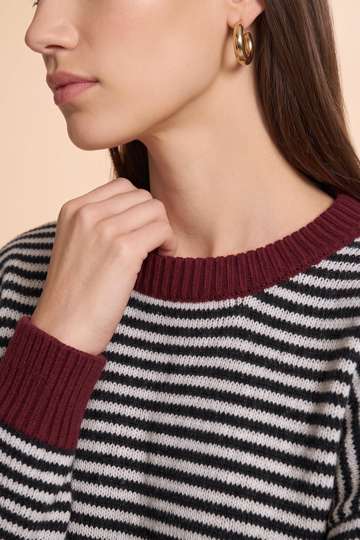 Womens Black Color Block Striped Sweater | CicyBell