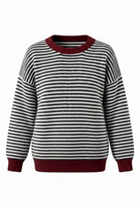 Womens Black Color Block Striped Sweater | CicyBell