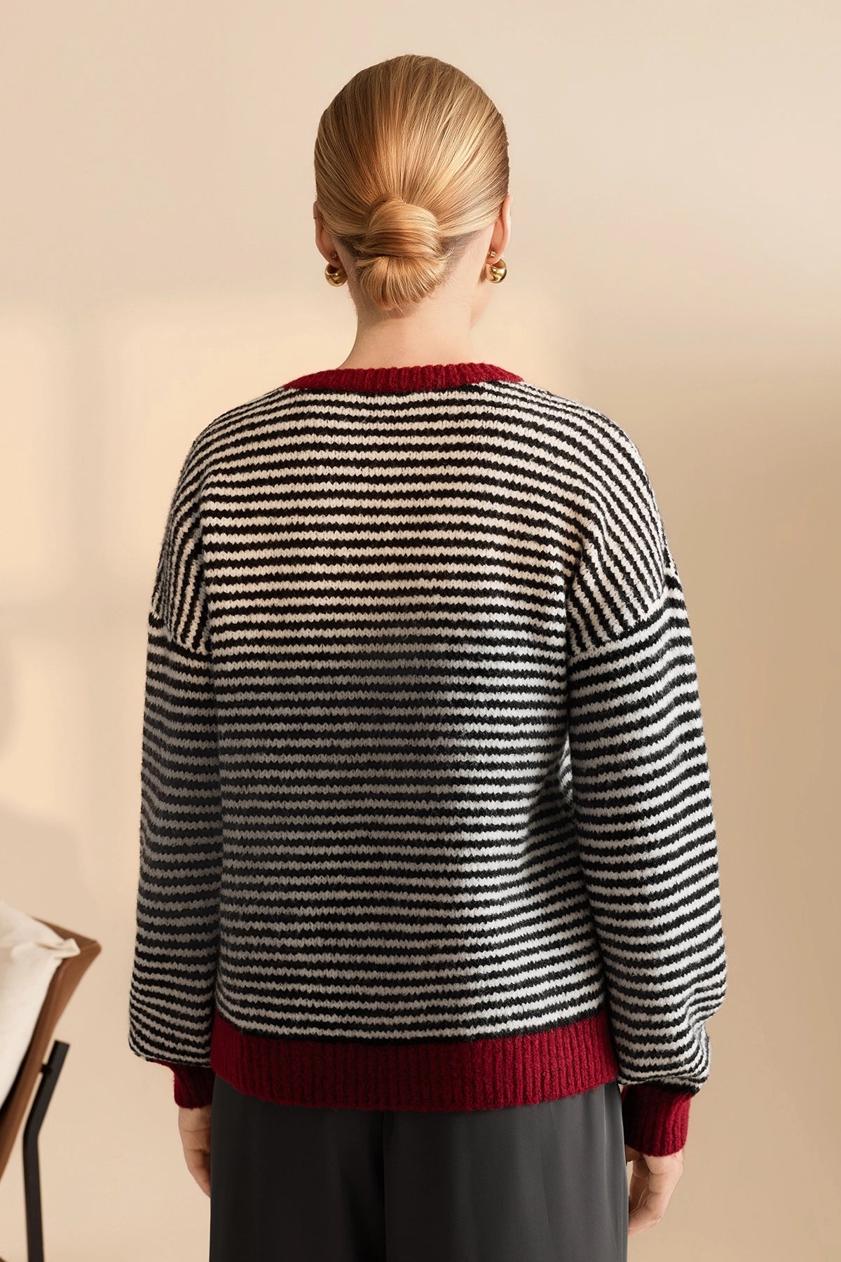 Womens Black Color Block Striped Sweater | CicyBell