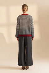 Womens Black Color Block Striped Sweater | CicyBell