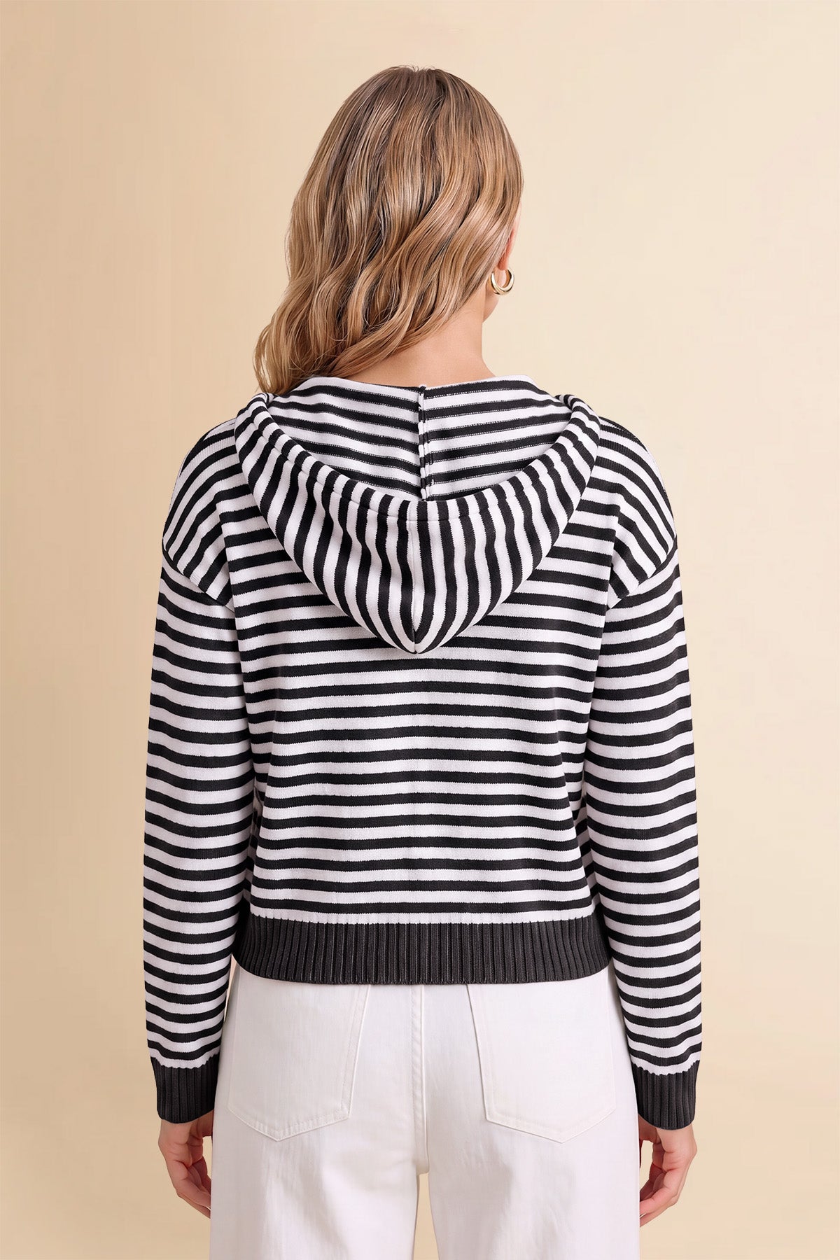 Womens Black Striped Cardigan Sweaters | CicyBell