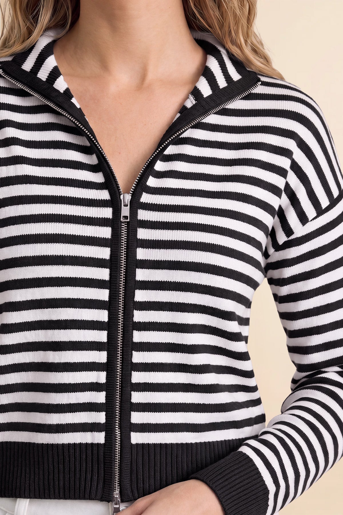 Womens Black Striped Cardigan Sweaters | CicyBell