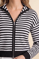 Womens Black Striped Cardigan Sweaters | CicyBell