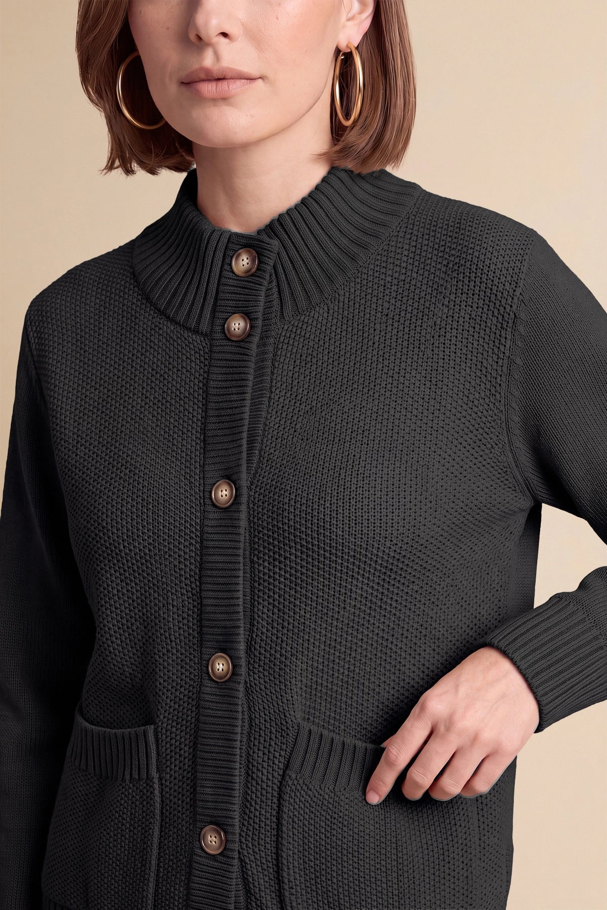 Womens Black Chunky Sweaters Cardigan | Cicy Bell