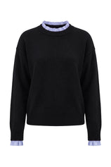 Womens Black Ruffle Long Sleeve Sweater | CicyBell