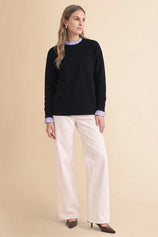 Womens Black Ruffle Long Sleeve Sweater | CicyBell