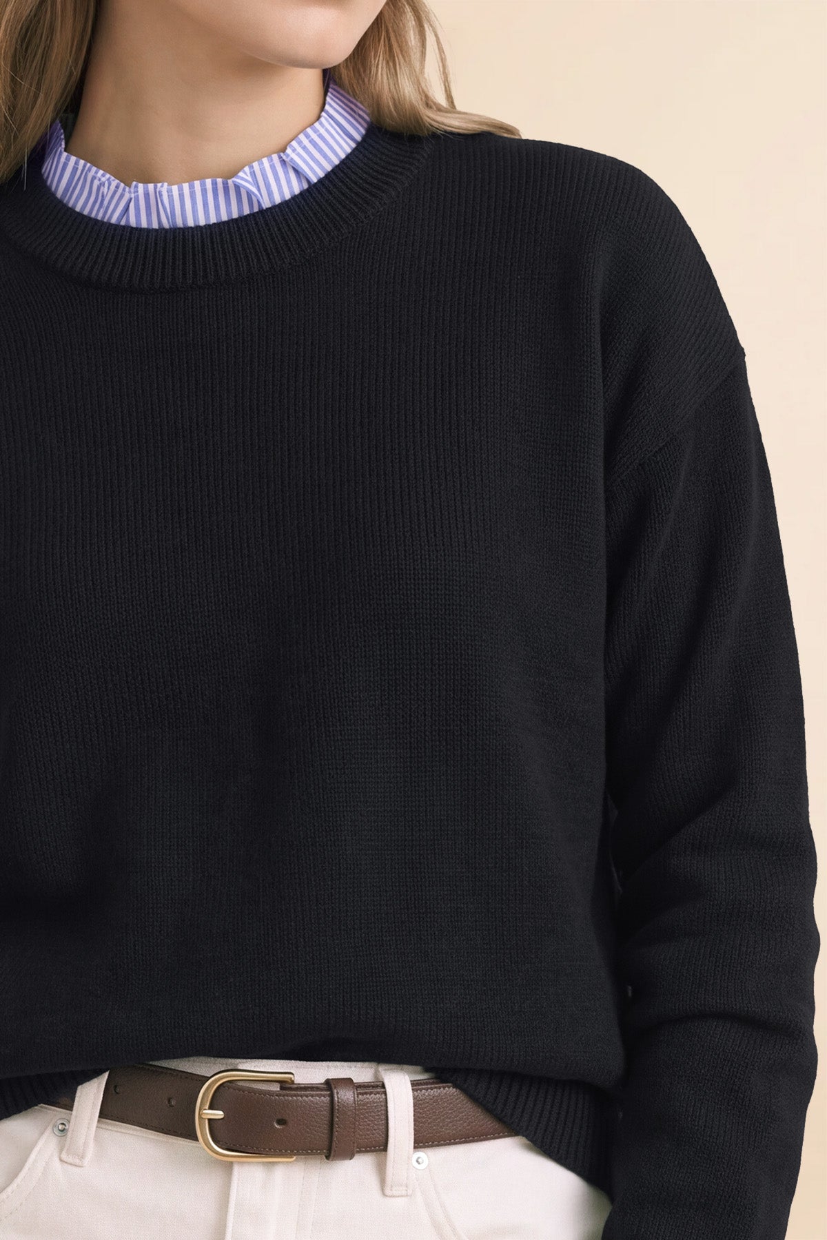 Womens Black Ruffle Long Sleeve Sweater | CicyBell