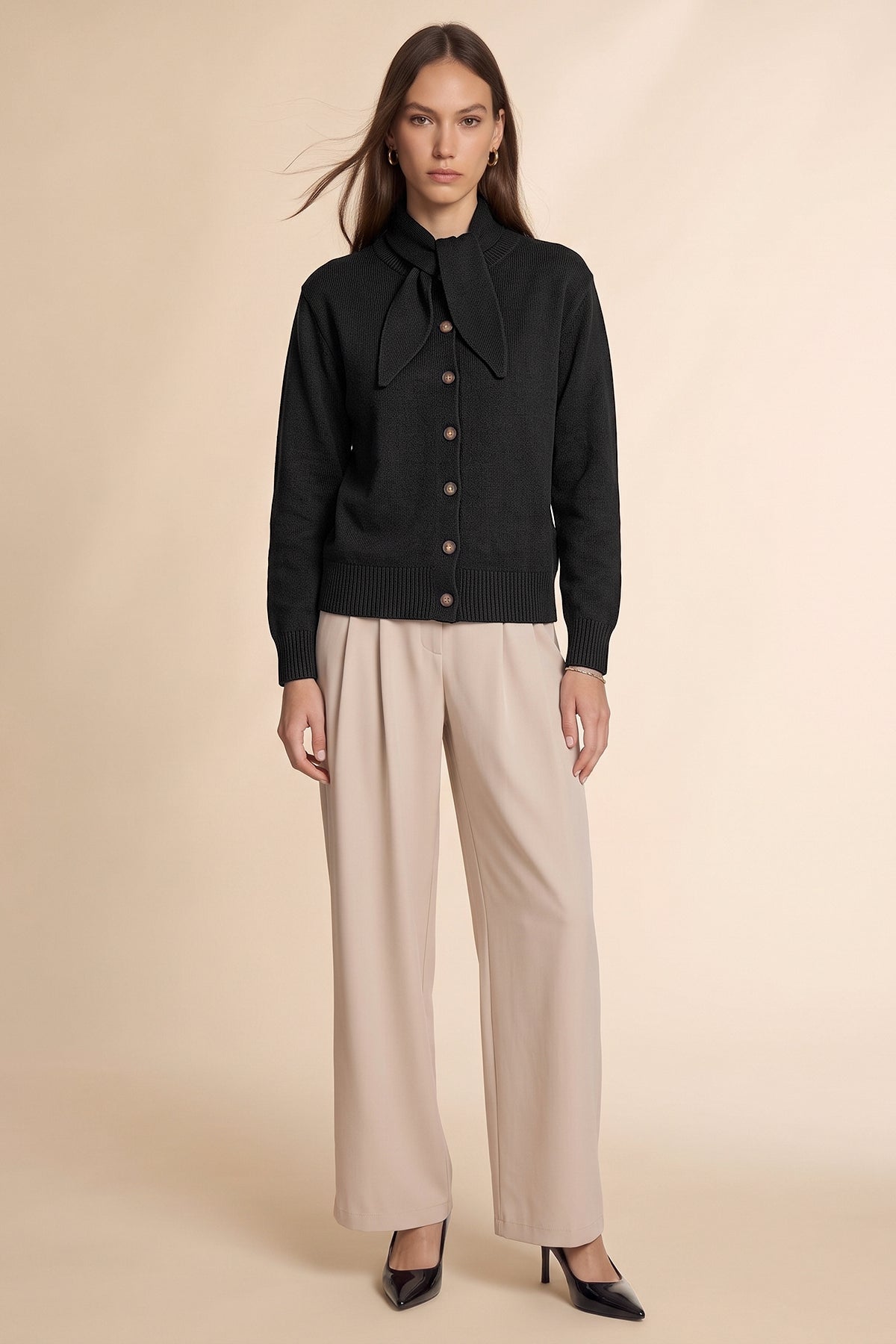 Womens Black Button Down Cardigans | CicyBell