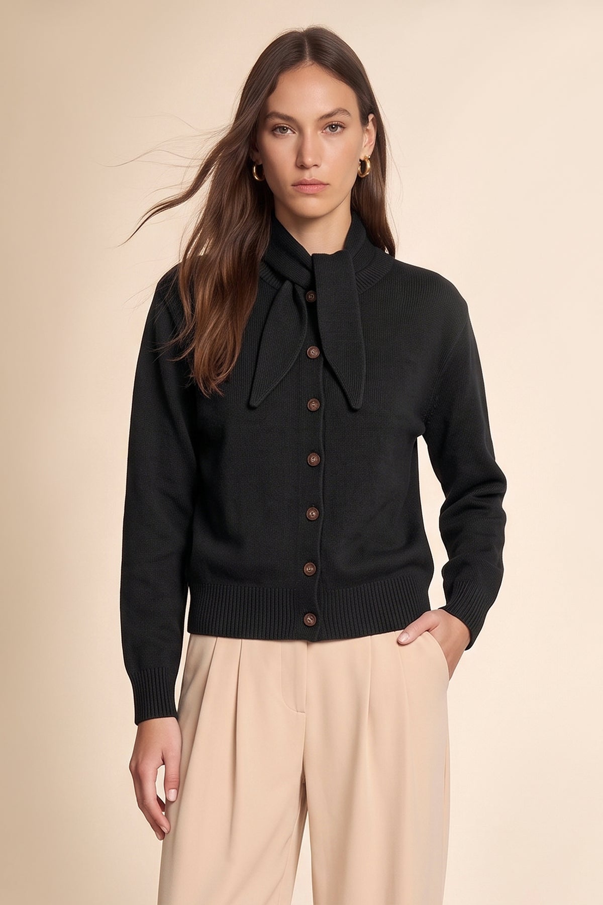 Womens Black Button Down Cardigans | CicyBell