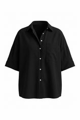 Womens Black Oversized Button Down Shirts | CicyBell