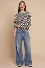 Womens Black Striped Long Sleeve Top | CicyBell