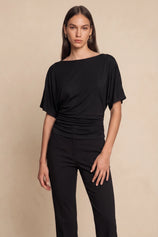 Womens Black Tie Back Cinched Tops | CicyBell